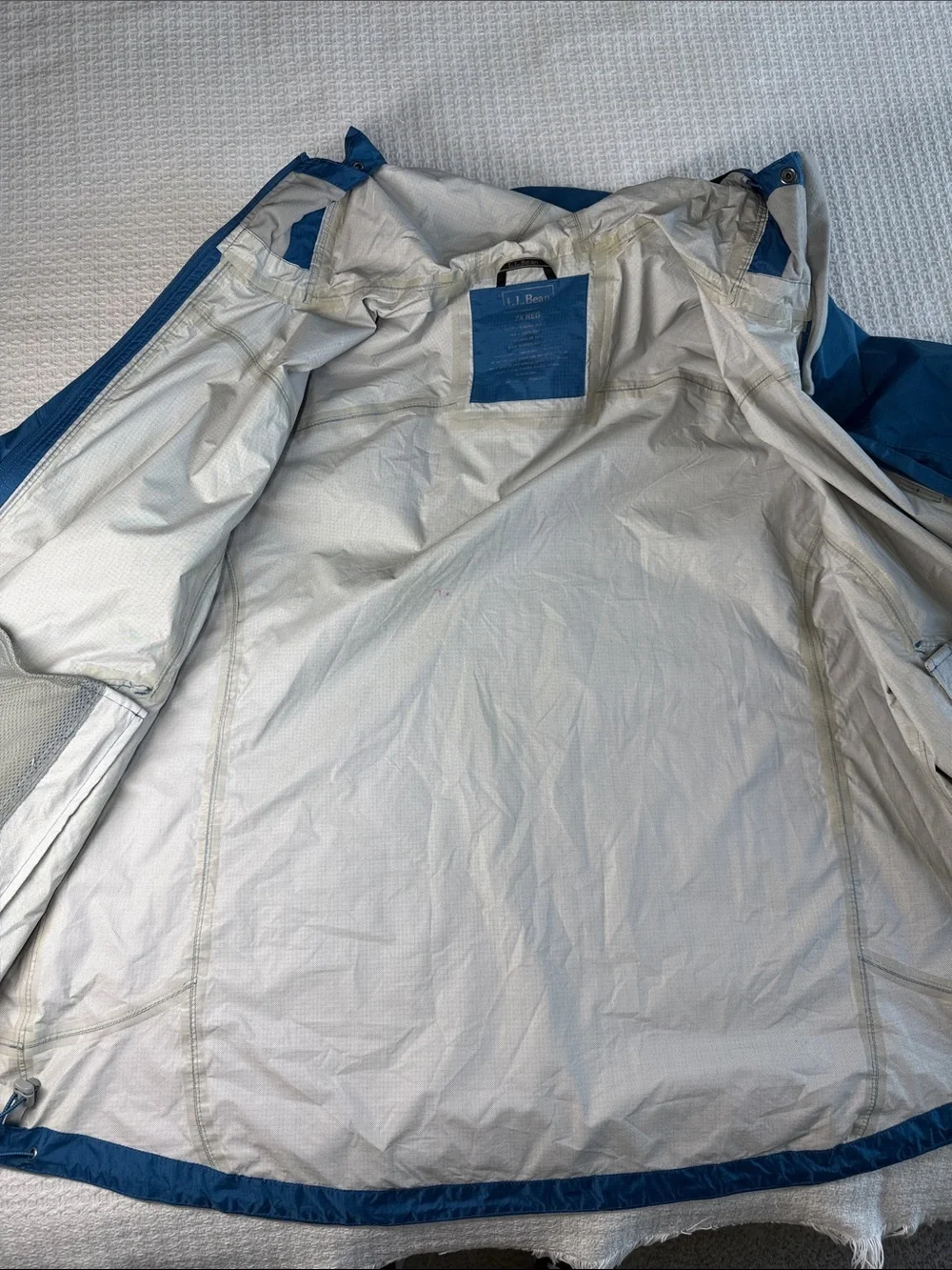L.L. Bean blue rain coat jacket with hood size 2X